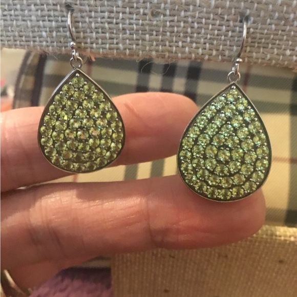 Vintage Michael Valitutti Natural Peridot Sterling Silver Dangle Earrings - Picture 7 of 16